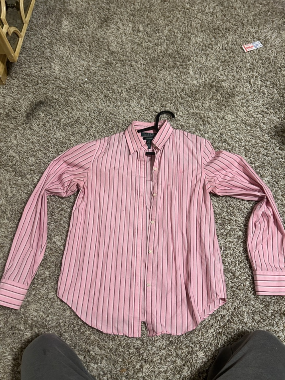 RALPH LAUREN POLO NO Classic WOMEN Pink Stripe Button-Up Shirt - Tailored Casual
